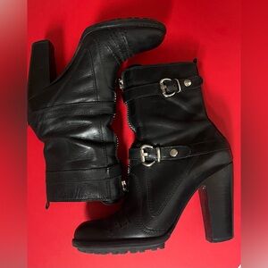 Michael Kors black moto boots